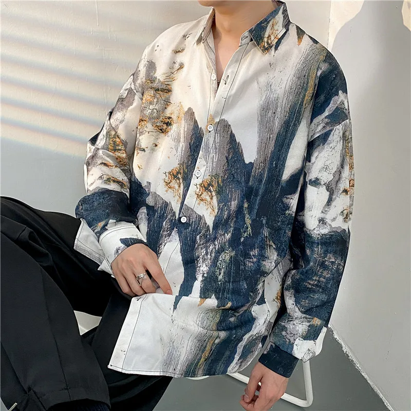 2024 Classic Stylish Men's Shirt Multi-Use Long Sleeves Korean Style Blouses Loose Fashionable Spring Autumn Clothing E45