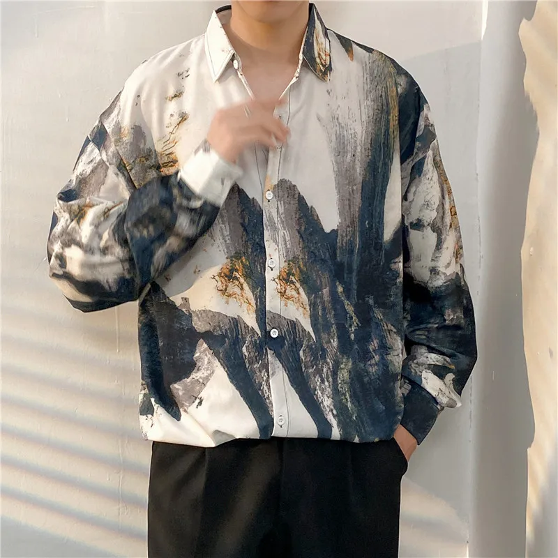 2024 Classic Stylish Men's Shirt Multi-Use Long Sleeves Korean Style Blouses Loose Fashionable Spring Autumn Clothing E45