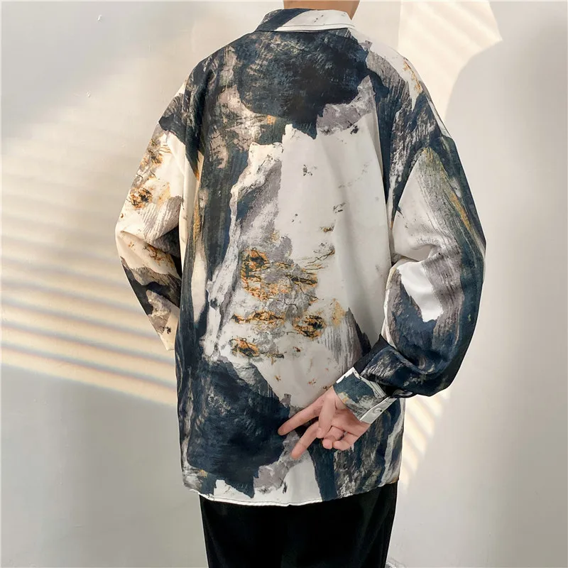 2024 Classic Stylish Men's Shirt Multi-Use Long Sleeves Korean Style Blouses Loose Fashionable Spring Autumn Clothing E45