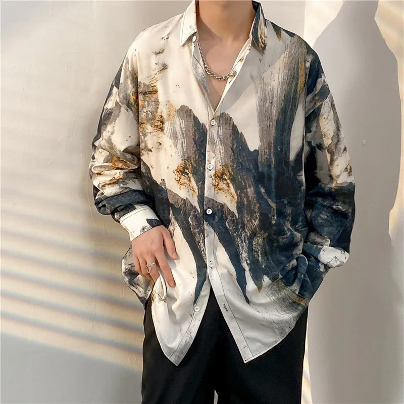 2024 Classic Stylish Men's Shirt Multi-Use Long Sleeves Korean Style Blouses Loose Fashionable Spring Autumn Clothing E45