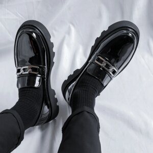 Men Classic Black Loafers Solid Color Thick Sole Height Increasing Fashionable Simple Business Men Shoes - AliExpress 322