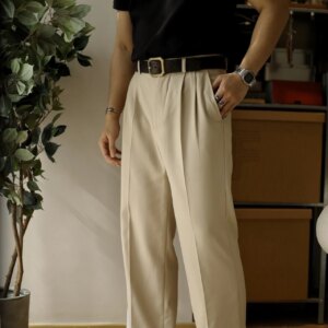 Men's American Style Loose Straight Nine Pants Ironed Double Pleat Workwear Casual Suit Pants - AliExpress 200000343