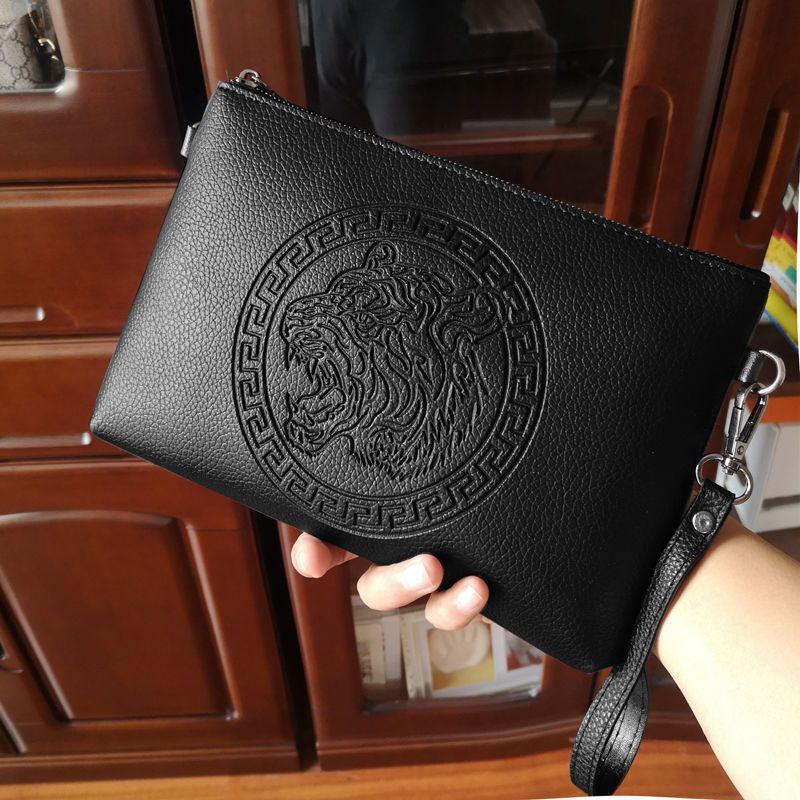 GARB Tiger Head Premium Soft Leather Clutch Bag – Multifunctional Men's Fashion Handbag