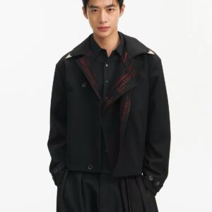 GARB Men’s Black Loose-Fit Jacket with Metal Accessories