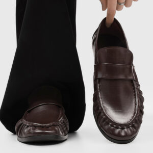 GARB Men’s Pleated Old Money Loafers – Minimalist Black Slip-On Moccasins with a Soft Sole