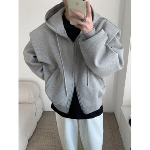 Spring Clothing Korean Style Large Profile Men's Casual All-match Sweater Men's Coat Hooded Cardigan Jacket Top Trend
