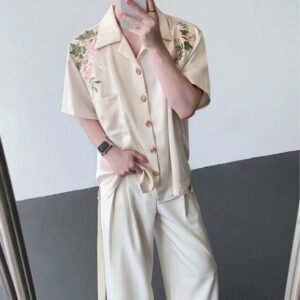 GARB Men’s Chinese-Style Ice Silk Short-Sleeve Shirt
